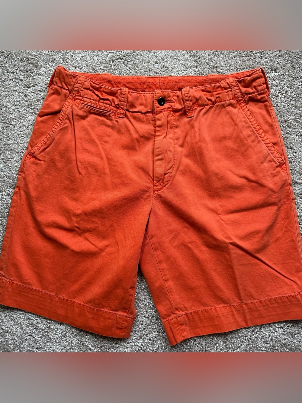 Polo Ralph Lauren Mens Classic Fit Chino Shorts 36 Orange Cotton FlatFront 35545